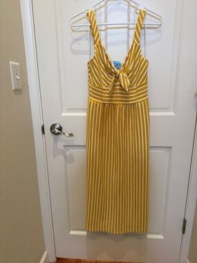 Draper James Yellow and White Striped Midi Dress